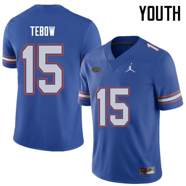 NCAA Florida Gators Tim Tebow Youth #15 Jordan Brand Royal Stitched Authentic College Football Jersey IPX6764WX